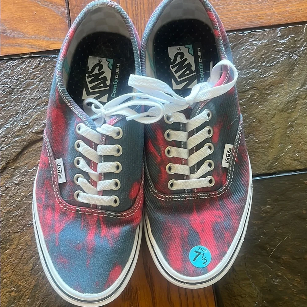 Vans Tie-Dye Red and Black Sneakers men’s 7.5 NWOT - Picture 1 of 8